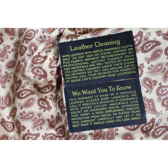 Vintage Robert Lewis Leather Coat Mens 42 Brown Glazed Lambskin Overcoat 70s - Picture 4 of 12